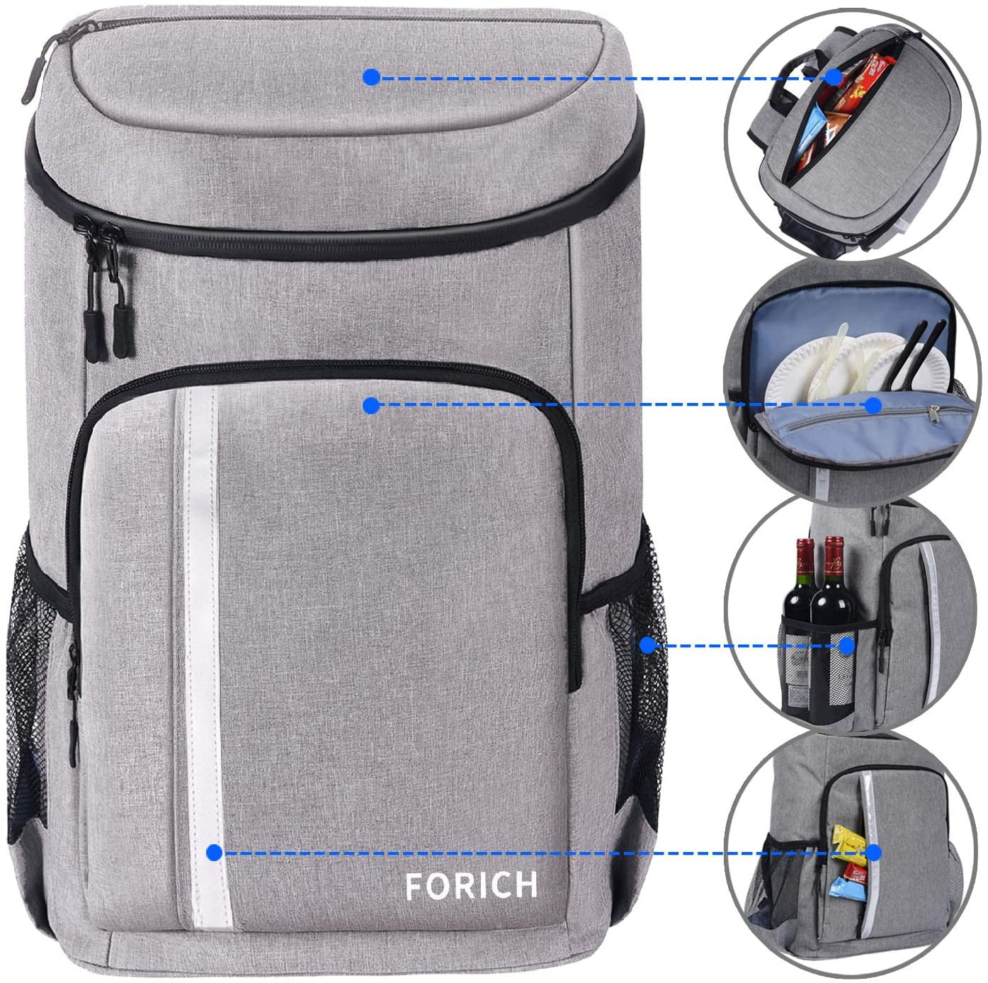 Insulated Waterproof Backpack Cooler - Lightweight Leakproof Bag for Work, Lunch, Picnics, Camping, and Hiking, Holds 30 Cans