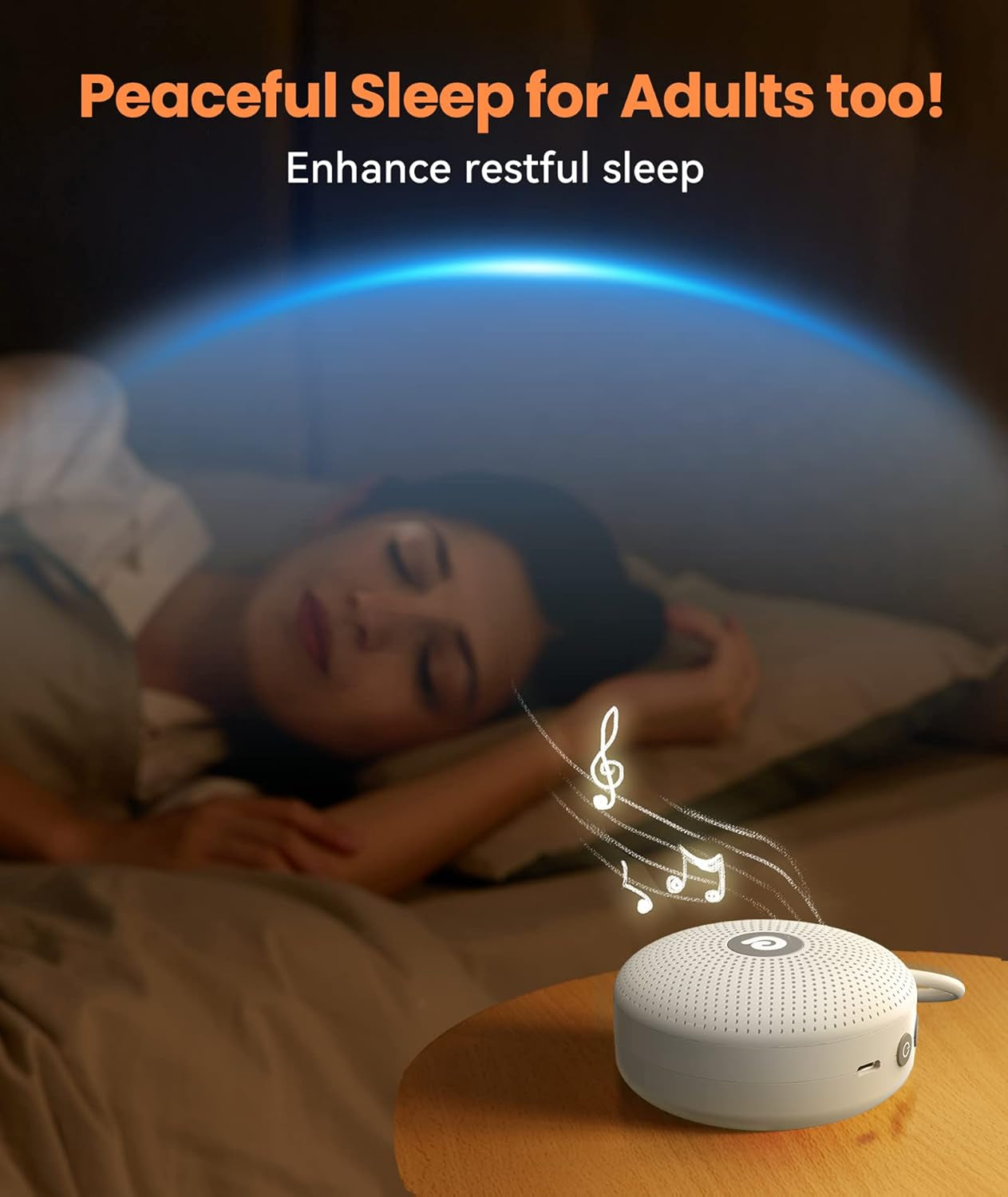 White Noise Machine - Portable Sound Machine for Baby Adult, Features Powerful Battery, 21 Soothing Sound, Noise Canceling for Office & Sleeping, Sound Therapy for Home, Travel, Registry Gift